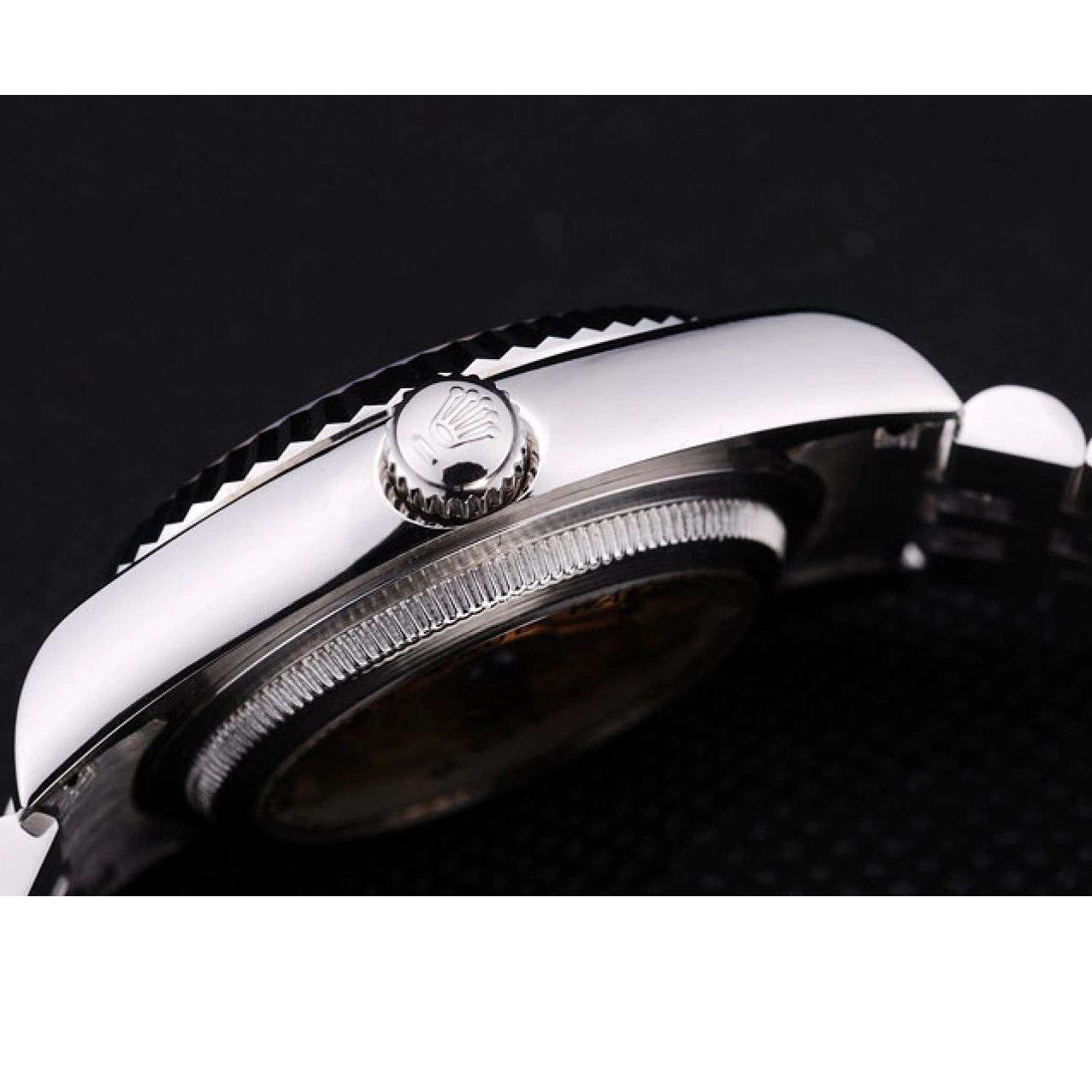 Aaa replica Ribbed Diamonds Datejust Black 7456 Dial Rolex Bezel 0803